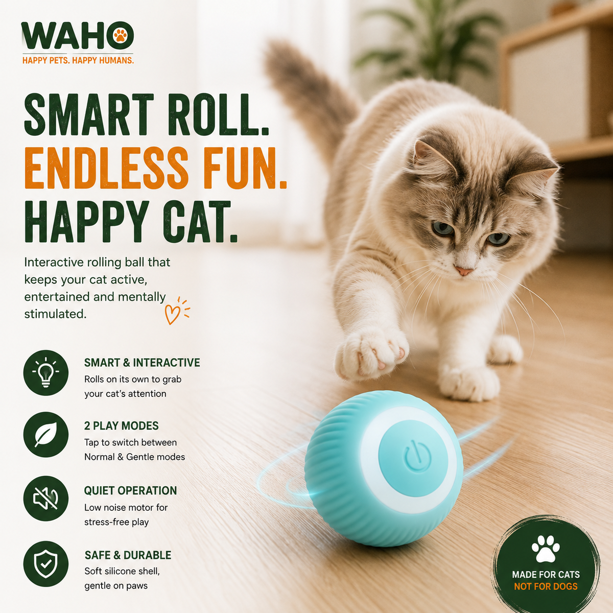 WAHO™ Smart Rolling Cat Ball
