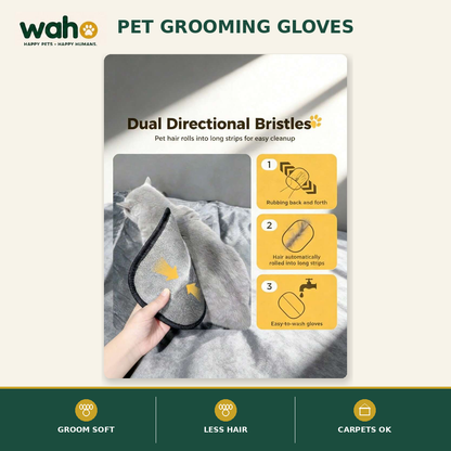 WAHO™ Pet Hair-Removal Grooming Gloves