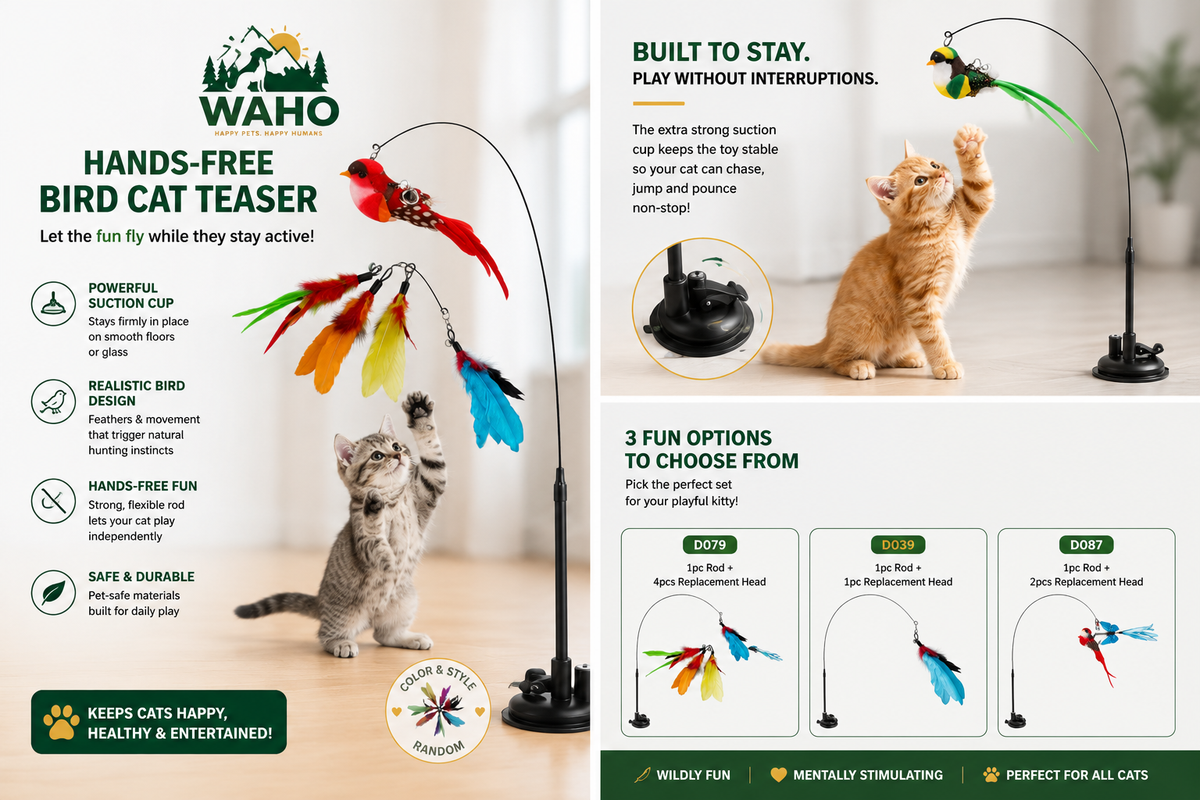 WAHO™ Hands-Free Bird Cat Teaser