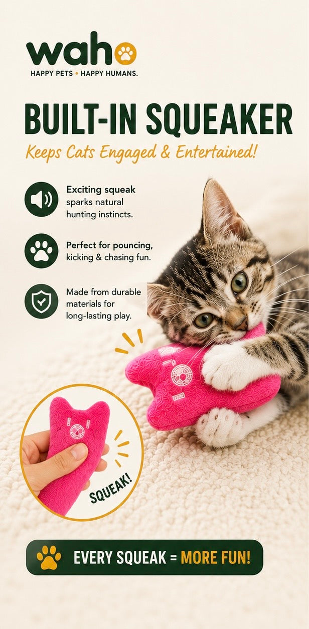 WAHO™ Squeaky Plush Cat Toy