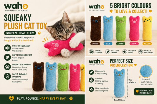 WAHO™ Squeaky Plush Cat Toy