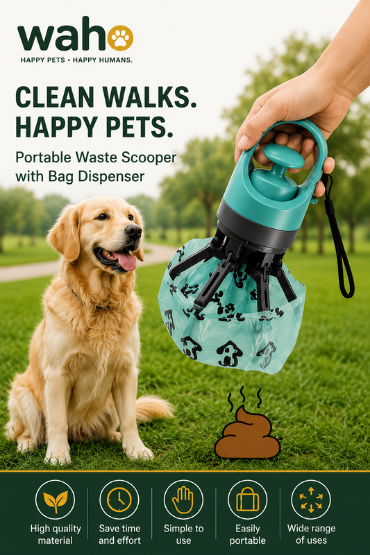 WAHO Portable Pet Waste Scooper with Bag Dispenser